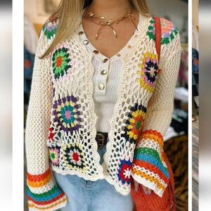 SHENHE NWOTs Floral Crochet Cardigan